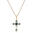 thumbnail image 1 of Dazzlingrock Collection Round Blue Diamond Religious Cross Slider Pendant for Women with 18 Inch Gold Chain (0.10 ctw, Color Blue, Clarity I2-I3) in 18K Rose Gold, 1 of 3