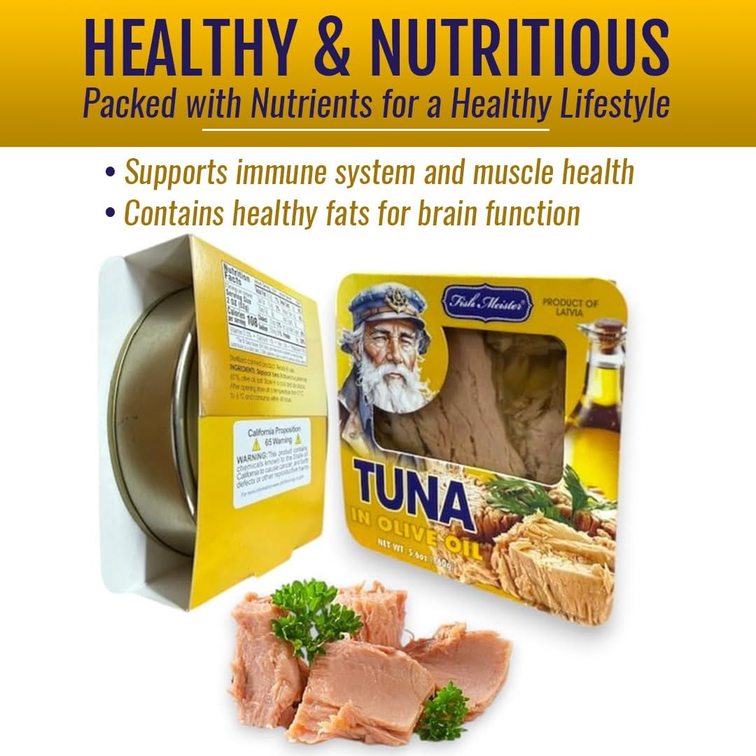 Fish Meister Tuna fish in Olive Oil contain Omega-3 - Premium Tuna Fish Deliver Rich Taste for Seafood Lovers - 160g
