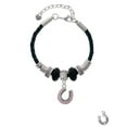 thumbnail image 2 of Delight Jewelry Silvertone Beaded Pink Crystal Horseshoe with Good Luck Aunt Celtic Knot Leather Bead Bracelet, 7"+2" Extender, 2 of 4
