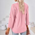 thumbnail image 7 of IROINNID Polyester Long Sleeve T Shirt for Women Casual Solid Slot Neck Loose T-shirt Top,Pink, 7 of 7