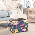 thumbnail image 3 of Yayeee Collapsible Cube Storage Bin with Lid Fabric Closet Decorative Basket with Handles, Red Floral Flamingo, 3 of 7