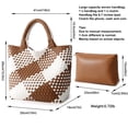 thumbnail image 3 of Bolso tejido para mujer, bolso de mano de cuero vegano, bolso grande de viaje de playa de verano y bolso de hombro retro hecho a mano, 3 of 5