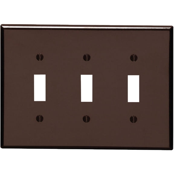 Leviton 80511 3-Gang Toggle Device Switch Wallplate, Midway Size, Brown