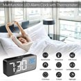 thumbnail image 4 of Digital Alarm Clock, Digital Alarm Clock Morning Alarm Clock LED Mirror Large Screen with Adjustable Temperature, Brightness and Sound, Sound Activat, 4 of 5