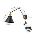 thumbnail image 4 of 1-Light Black Gold Modern Industrial Plug-In or Hardwired Swing Arm Wall Sconce, 4 of 10