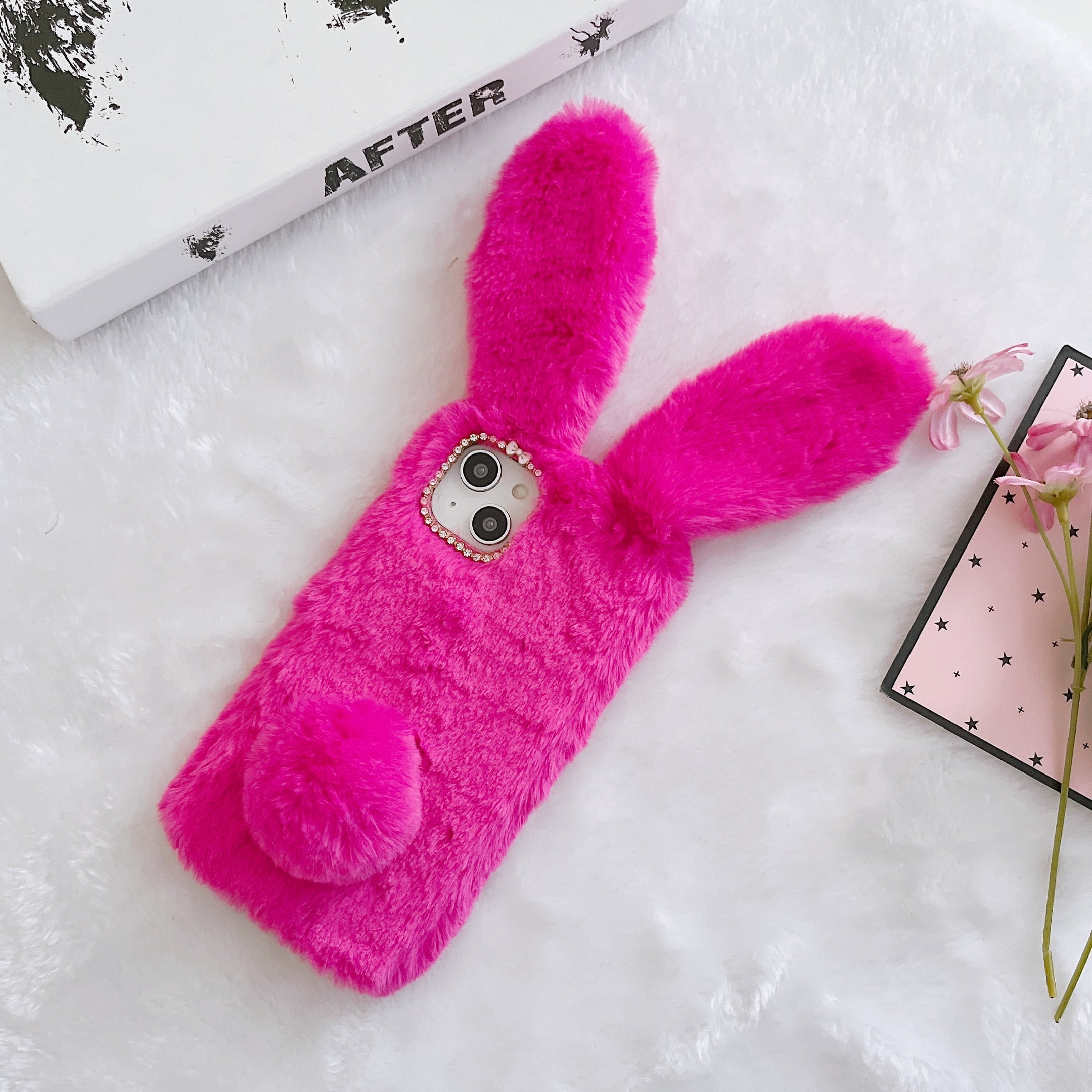 Rabbit Faux Furry Case Cover for Apple iPhone 15 Pro Max