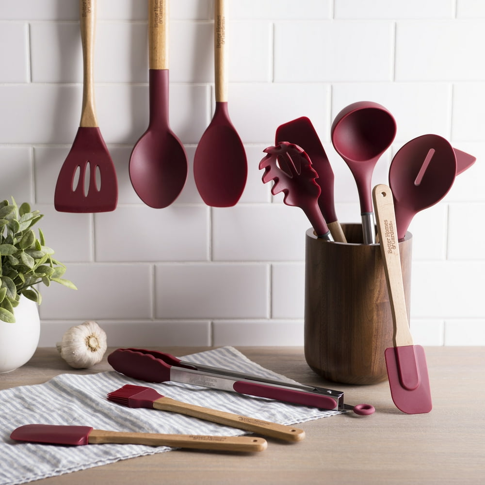 Better Homes & Gardens 12 Piece Silicone Utensil Set Merlot Walmart