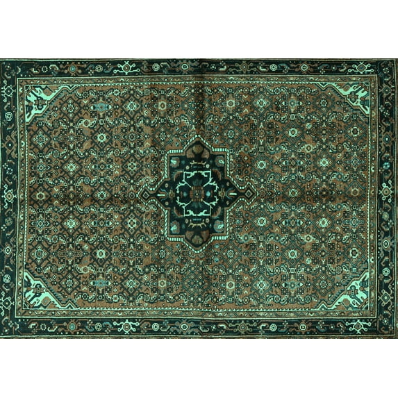 Ahgly Company Machine Washable Indoor Rectangle Persian Turquoise Blue Traditional Area Rugs, 3' x 5'