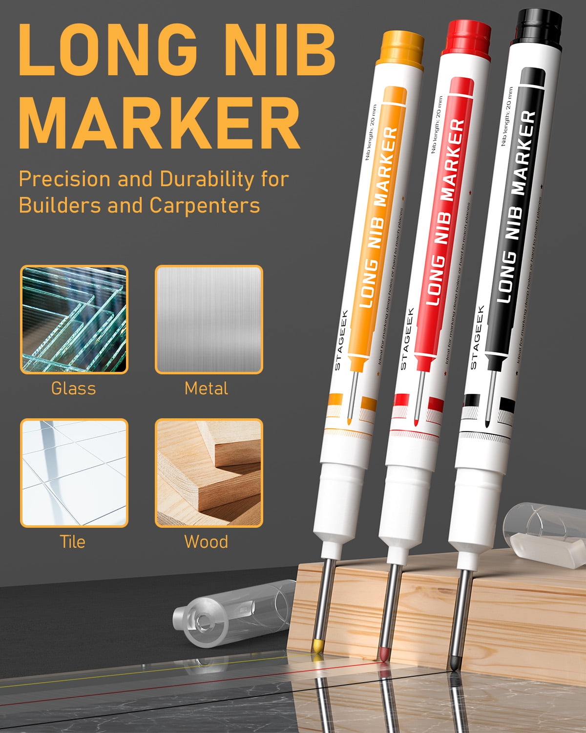 STAGEEK 34 Pack Carpenter Pencil Set with Sharpener & Markers