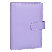 Antner A6 PU Leather Notebook Binder Refillable 6 Ring Binder for A6 Filler Paper, Loose Leaf Personal Planner Binder Cover with Magnetic Buckle Closure, Purple