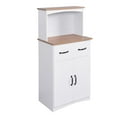 thumbnail image 3 of Tcbosik Kitchen Storage Cabinet, Sideboard Floor Cupboard with Solid Wood Top, Adjustable Shelf, and 2 Drawers for Living Room, and Hallway, White, 3 of 10