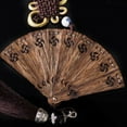 thumbnail image 4 of Vietnam Agarwood Folding Fan Carved Wood Vintage Handheld Decor Accessory Traditional Style Gift for Men Women Collection, 4 of 5
