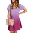 thumbnail image 6 of Npasoilc Summer Mini Dress for Women V-Neck Short Sleeve Pleated Skirts Casual loose Ruffle Dress with Pockets, 6 of 8