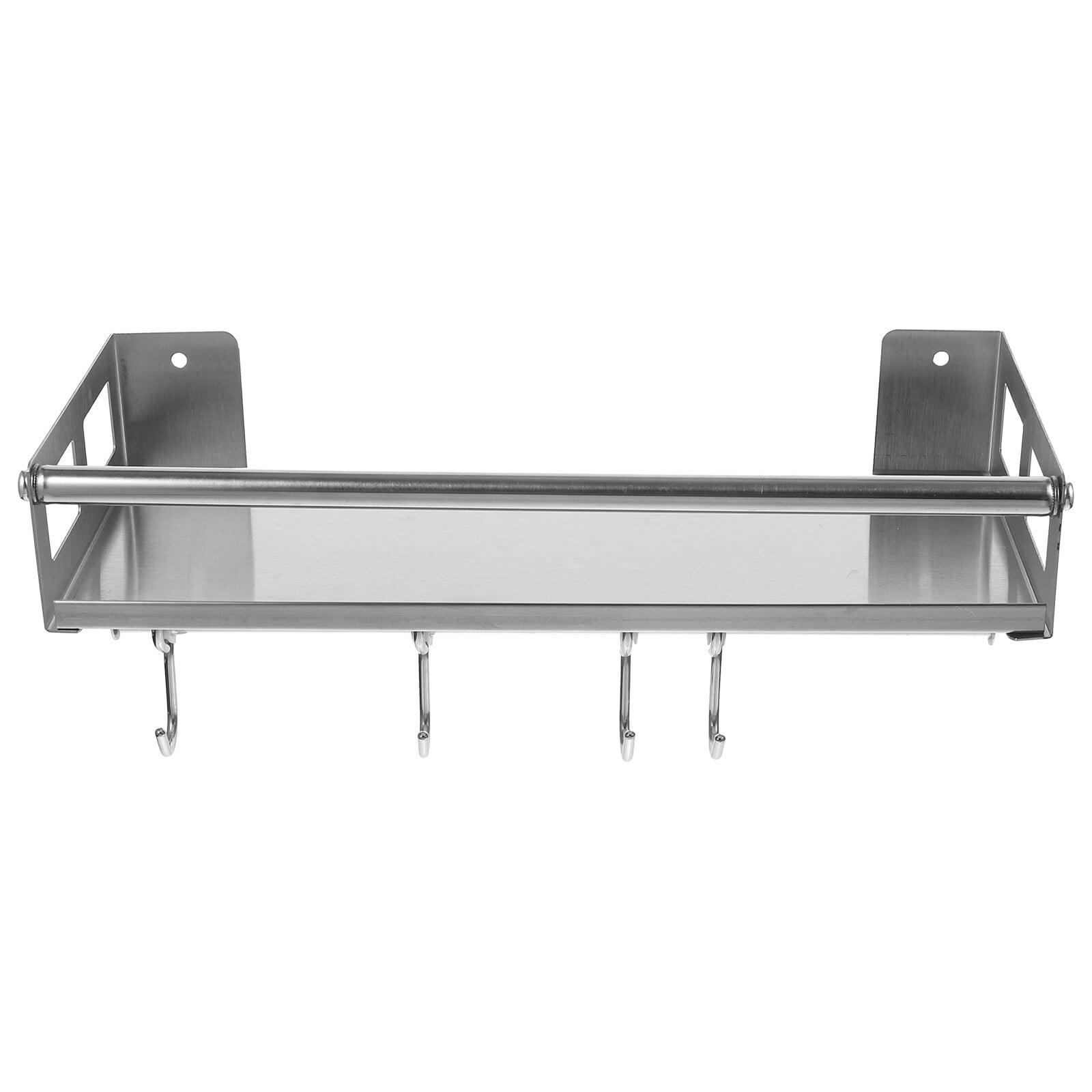 Kitchen Wall Storage Rack Stainless Steel Metal Shelf with Hooks
