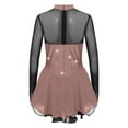 thumbnail image 6 of TiaoBug Kids Girls  Figure Ice Skating Ballet Dance Dress Rhinestones Dancewear Gymnastics Leotard Dusty Pink 10, 6 of 7