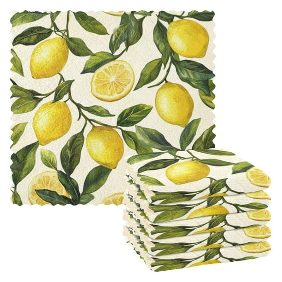 6 Pieces of Kitchen Towels 11x11Inch Kitchen Dish Cloths Kitchen Dish Towels Reuseable Cleaning Cloths Lemon Yellow