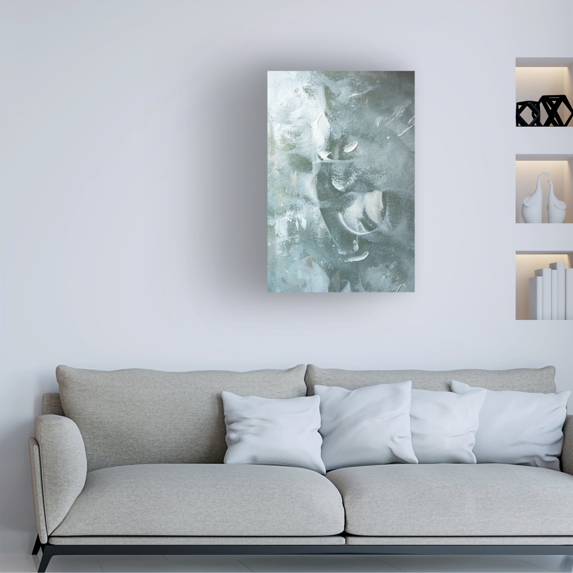 Trademark Fine Art uplusmestudio   Green and White Acrylic No 2 Canvas Wall Art