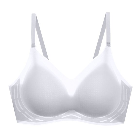 Iugvhana Women's Seamless Bra Wireless Push Up Bras Breathable Full Coverage Bra Anti-Sag Soft Comfortable Everyday Supportive Bra White S