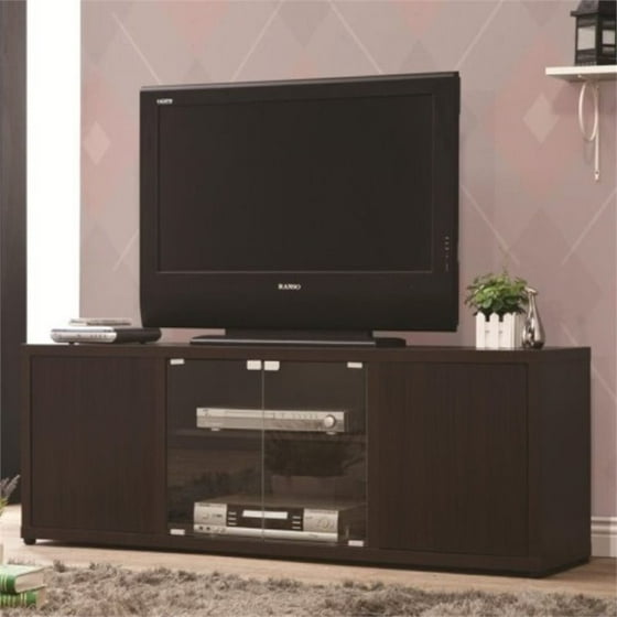 Bowery Hill 60 Tv Stand With Glass Doors In Cappuccino