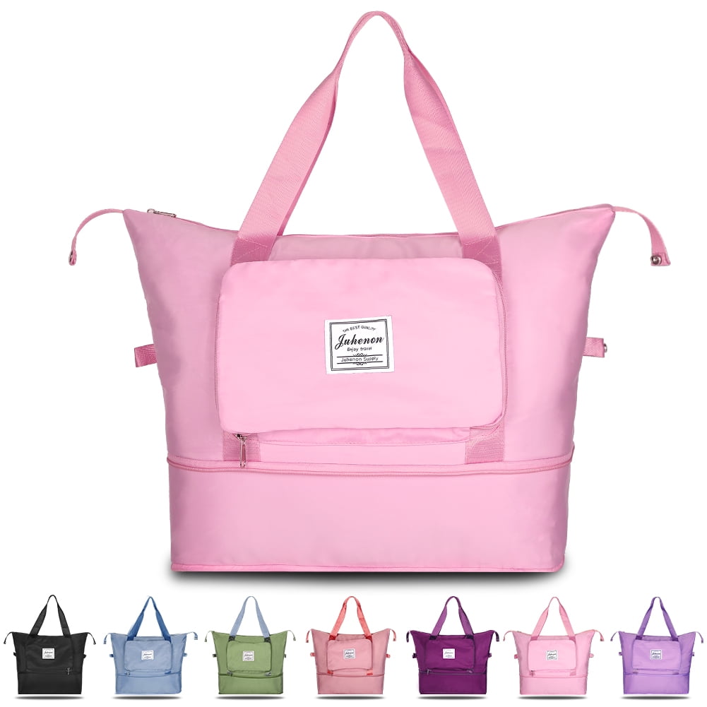 Foldable Large Capacity Travel Deffel Bag,Unisex Fashion Portable Travel Bag Travel Carry on Luggage Bag Pink