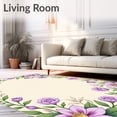 thumbnail image 2 of ODIKA 3'x5' Machine Washable Non-Slip Area Rug, Garden Crochet Hook Assembly with Floral Motifs High Traffic Rug with Pad, Purple, 633923, 2 of 8