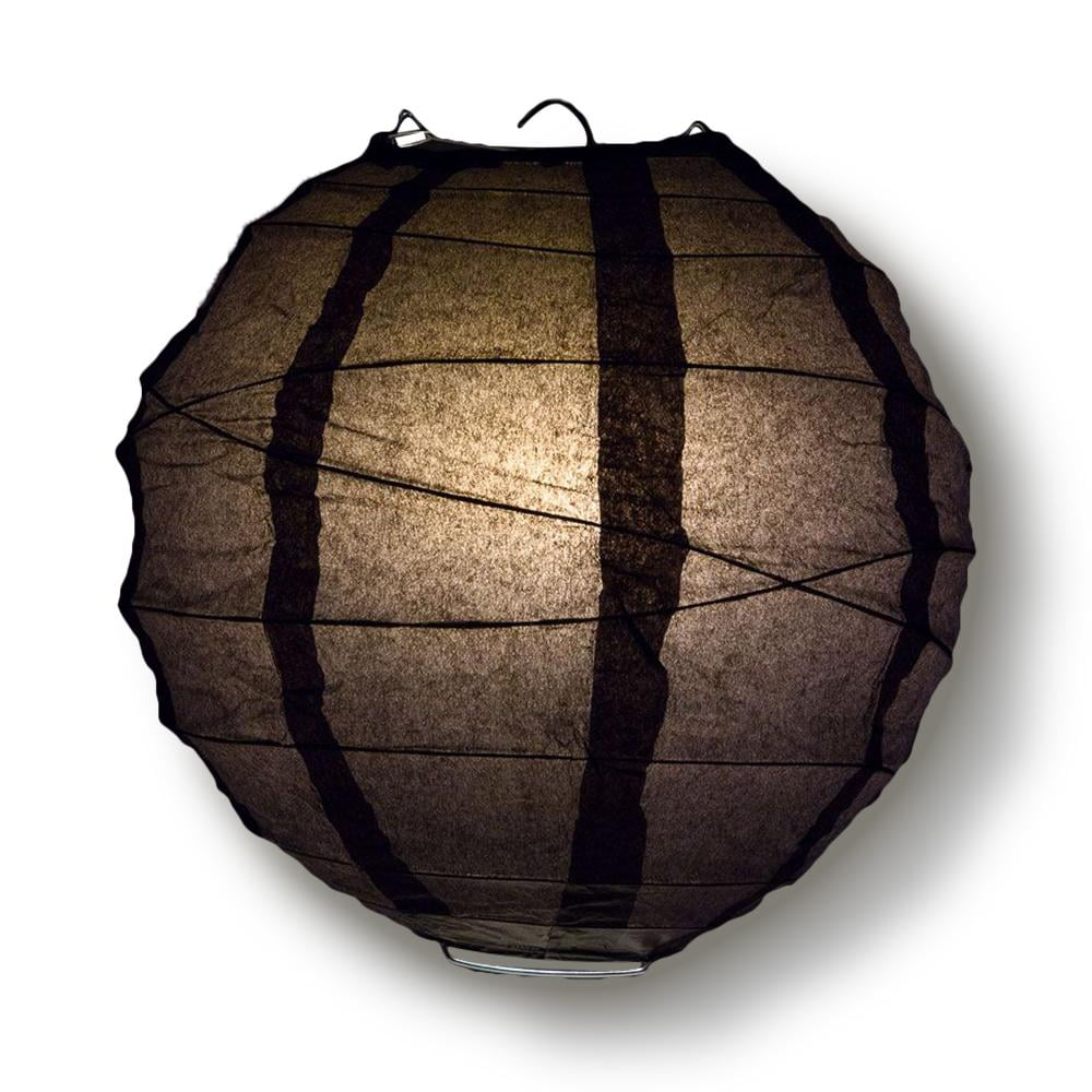 Quasimoon 10' Black Round Paper Lantern, Crisscross Ribbing, Hanging Decoration by PaperLanternStore