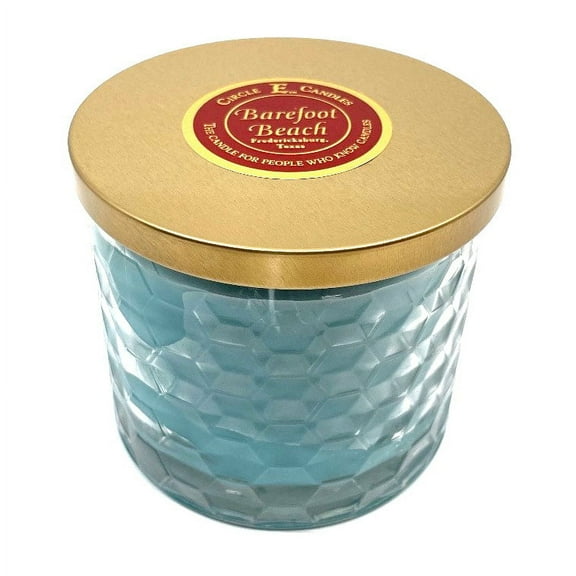 Circle E Candles, Barefoot Beach Scent, Medium Size Jar Candle, 17oz, 2 Wicks