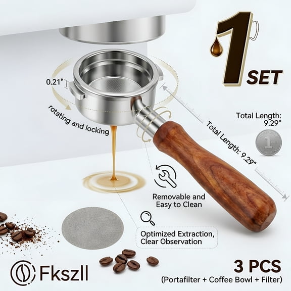 2.28in (58 mm) Bottomless Portafilter for 3 Ears Portafilter Puck Screen Compatible for CASABREWS Espresso Machine CM5418 4700Gense 5700Gense 5700Pro for Home Coffee Bar