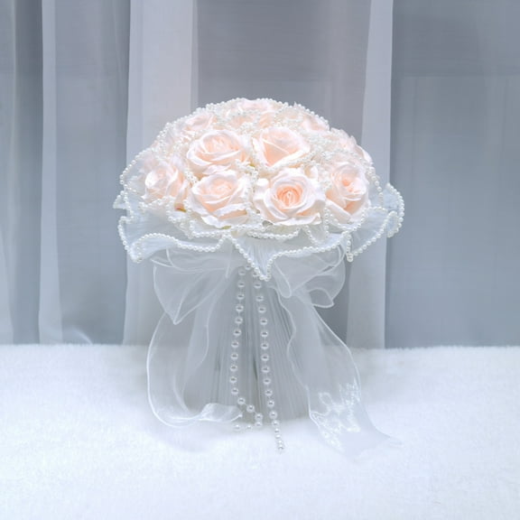 Royal Bridal Wedding Bouquet Round Holding Bouquet Throw Toss Artificial Rose Flower Bunch for Bride Bridesmaid Wedding Quinceanera