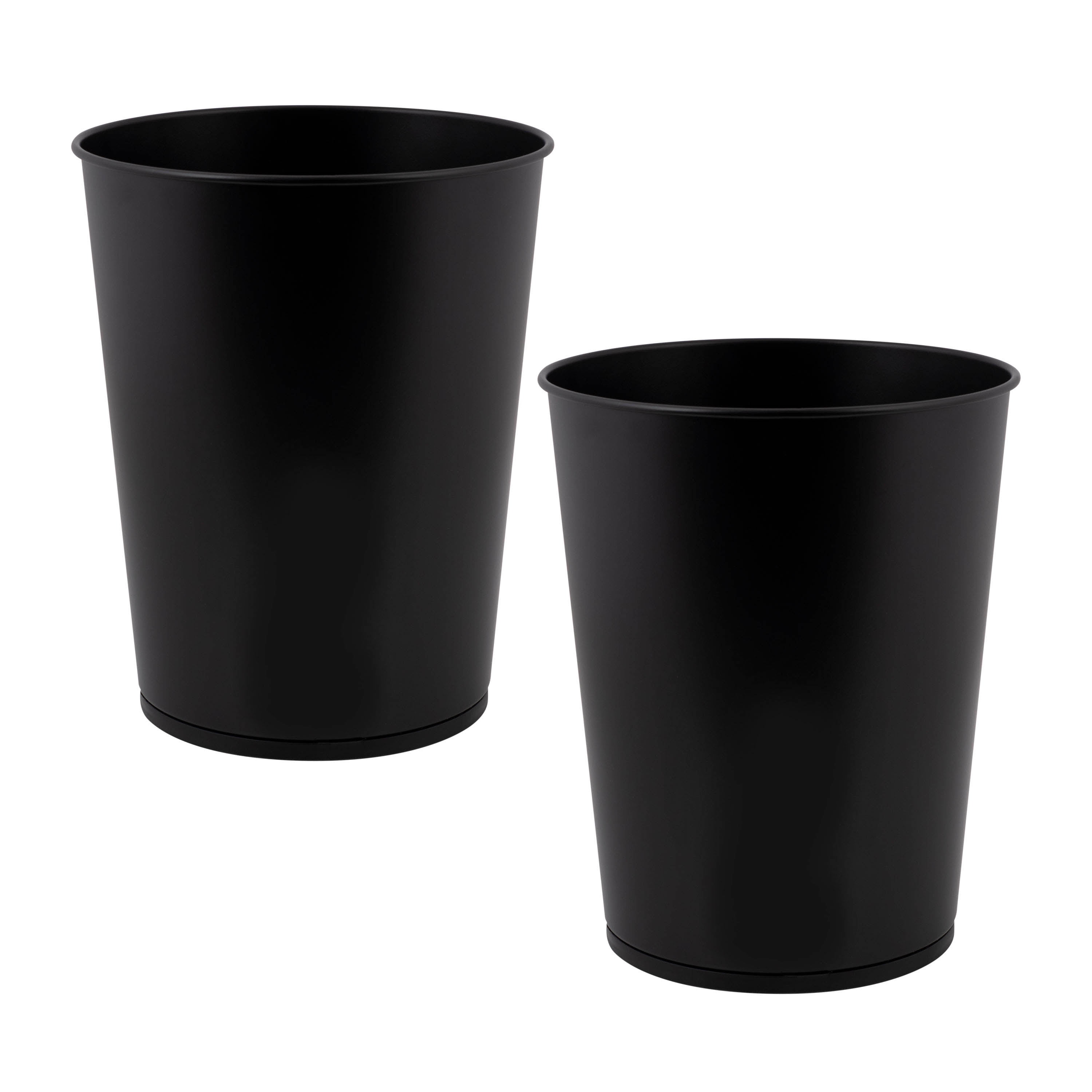 Bath Bliss 2 Pack 1.3 gal Iron Bathroom Trash Can, Matte Black