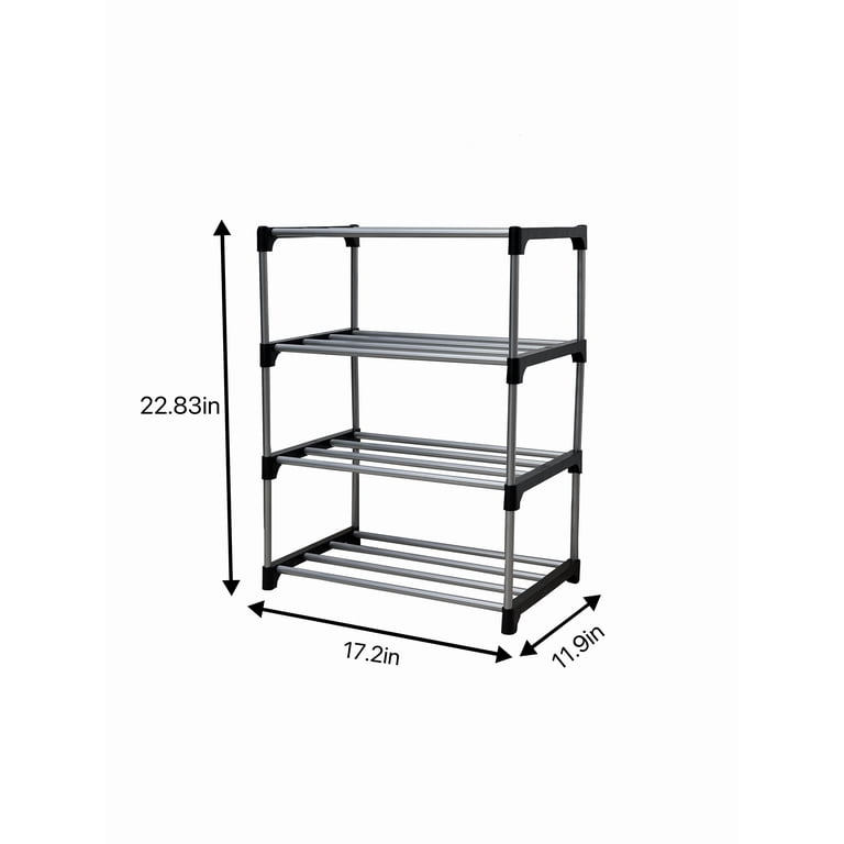 Mainstays 4-Tier Shoe Rack, Black and Silver photo 3