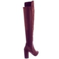 thumbnail image 4 of Wild Diva Blake-05 Women's Foldable Block Heel Elastic Panel Knee High Boots BURGUNDY 8.5, 4 of 6