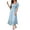 Blue, variant on Women's Square Neck Puff Sleeve Maxi Dress with Ruffle Trim and Zipper 75% viscose 25% polyamide Imported In Stock