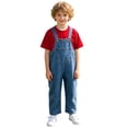 thumbnail image 5 of CAIVO Children Toddler Girls Denim Overalls Casual Loose Fit Jumpsuit With O-Neck Short Sleeve T-Shirts Tops Outfit Sets For Baby Breathable Clothes Sets, 5 of 5