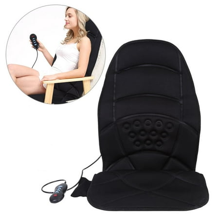 WALFRONT Electric Heated Back Massager Cushion, Car Office Home Neck Back Lumbar Full Body Massage Seat Cushion