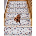 thumbnail image 2 of Vintage Star Stair Treads Non Slip for Steps Flag Red Blue Star Fireworks Independence Day Wood 7 Pcs Reusable Adhesive Stair Runner Mats for Dogs Elders Carpet Treads Rugs for Staircase 8x30 In, 2 of 7