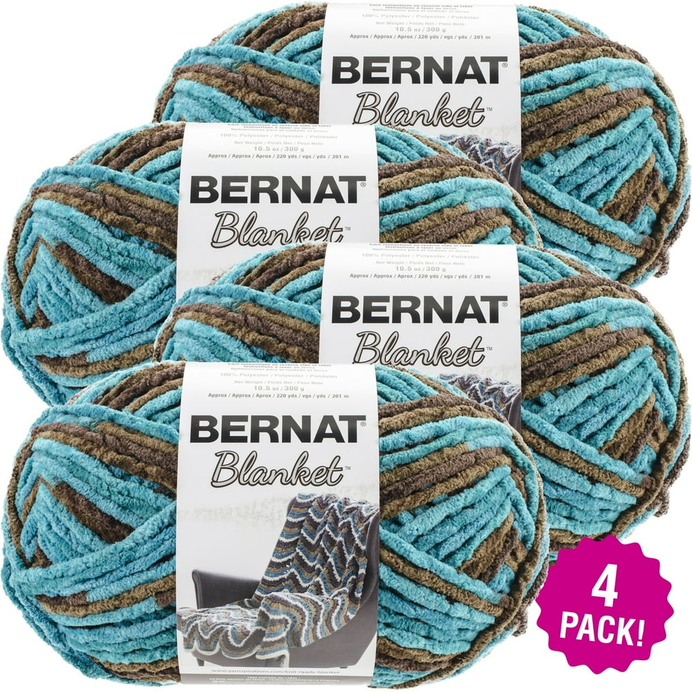 Bernat Blanket Big Ball Yarn Mallard Wood, Multipack of 4