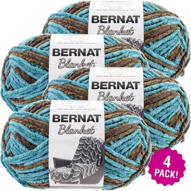 Bernat Blanket Big Ball Yarn Mallard Wood, Multipack of 4 Walmart
