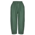 thumbnail image 4 of fartey Cotton Linen Capri Pants for Women with Pockets Elastic High Waist Harem Pants Baggy Solid Color Breathable Lounge Trousers, 4 of 6