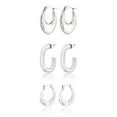 thumbnail image 1 of JeenMata Juego de 3 Pares de Pendientes de Moda para Mujer en Baño de Oro Blanco, Pendientes de Aro, Pendientes Hipoalergénicos, Colgantes y Gruesos, Regalo de Joyería para Mujer, 1 of 5
