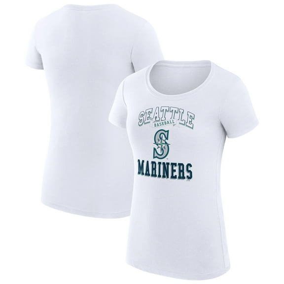 Women's G-III 4Her by Carl Banks White Seattle Mariners Super-Slim Fit Lightweight Team Logo Graphic T-Shirt