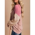 thumbnail image 3 of Womens Fashion 2023 Color Block Long Sleeve Crewneck Knitted Pullover Shirts Tops, 3 of 8