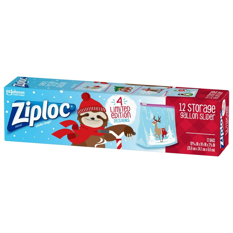 Limited Edition Holiday/Christmas Ziploc Quart Slider Storage Bag (16  Count)