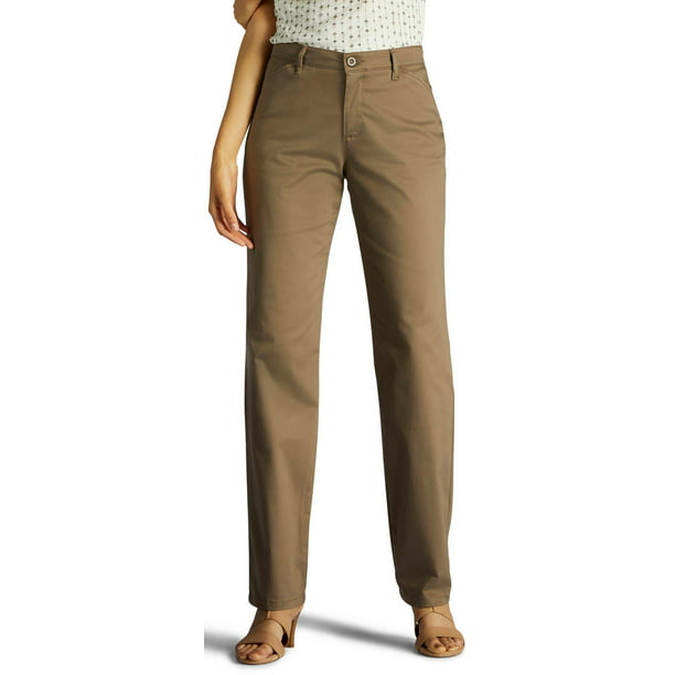 Lee Womens Solid Relaxed Fit Straight Leg Pants 16W Short - Walmart.com