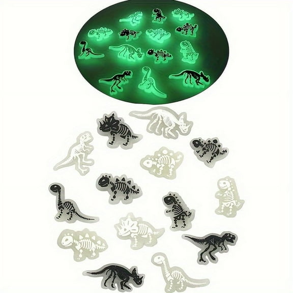 14pcs Luminous Dinosaur Shoe Charms Decoration, PVC Pins Decoration for Clog Shoes Bracelets Dinosaurs Themed Party Favor