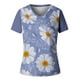 thumbnail image 4 of Camiseta informal para mujer con estampado floral y cuello en V, manga corta, jersey, blusa, tops Fridja  bn6005, 4 of 5