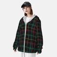 thumbnail image 4 of Pofeuu Buffalo Plaid Dark Green Print Sun Protection Outdoor Lightweight Full Zip UV Cooling Hoodie Long Sleeve Summer Clothing for Outdoor Hiking-Small, 4 of 5