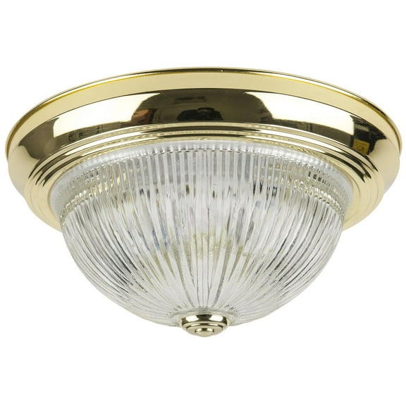 Diodesy- DBS11/CL Flush Mount Ceiling Light Fixture, Polished Brass Finish, 2-Light Decorative Dome Ceiling Fixture, E26 Medium Base, 11? Round Clear Glass for Kitchen, Living Room, 60 Watts,UL Listed