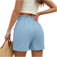 thumbnail image 6 of Hurxie Women's Cotton Crinkled Lounge Shorts High Waist Drawstring Summer Casual Shorts with Pockets Light Blue,2XL, 6 of 6