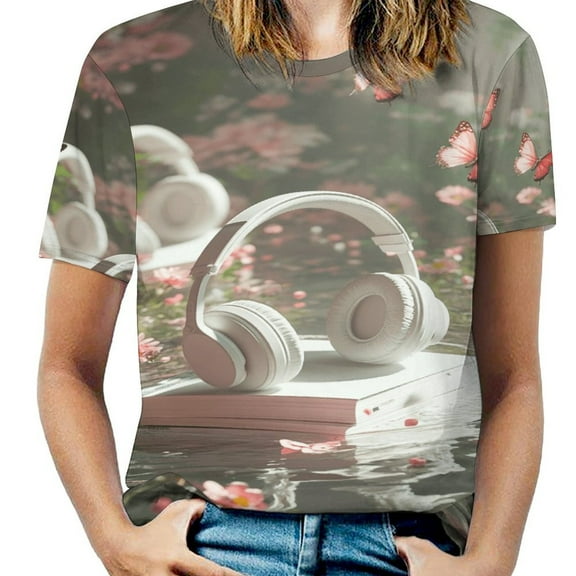 Butterfly Dancing Women's Short Sleeve T-Shirt Crew Neck Casual Summer Trendy Loose Fit Tops